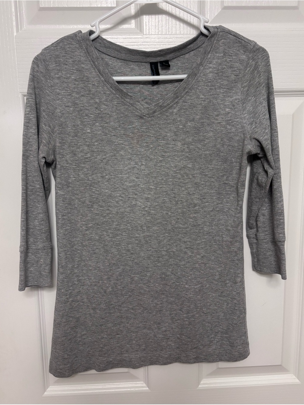 Cynthia Rowley Heather Gray V-Neck 3/4 Sleeve Top